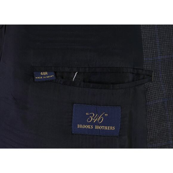 Brooks Brothers Gray Blue Windowpane Wool 2-Btn Sportcoat Blazer 48R - Picture 8 of 9